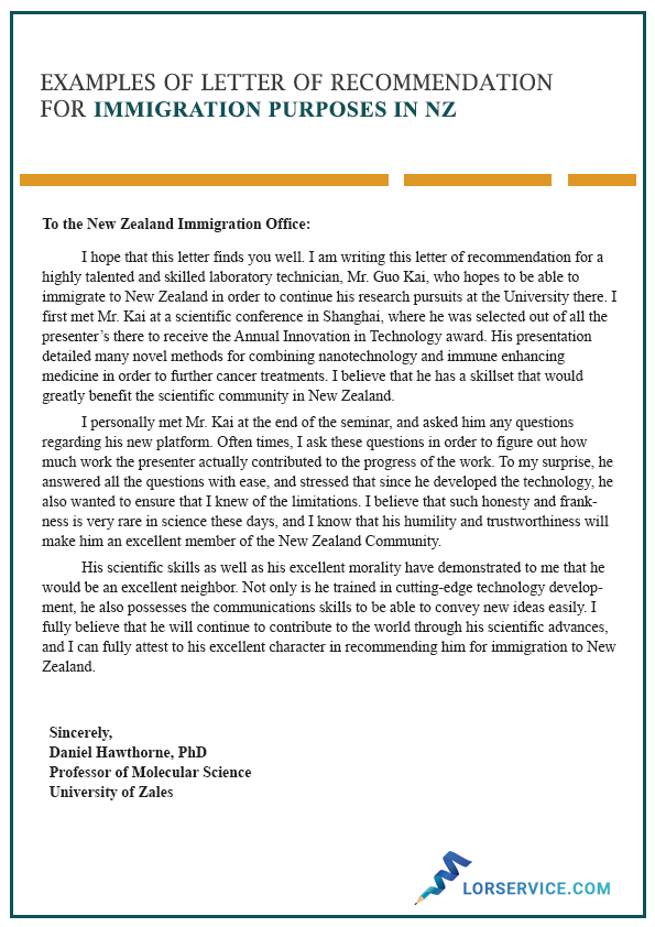 Letter Of Support Sample For Immigration