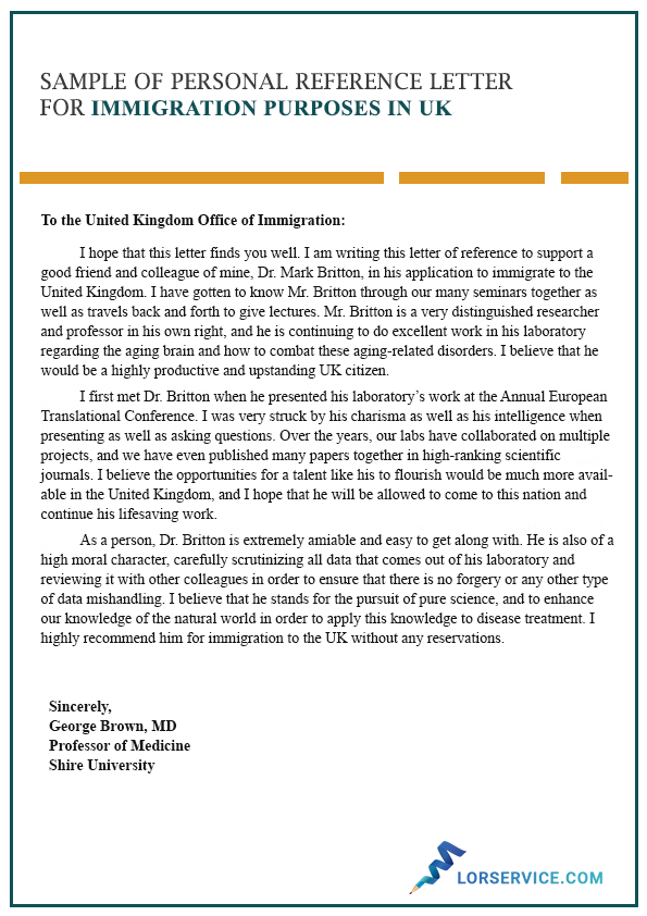 Immigration Letter Of Recommendation Sample from www.lorservice.com