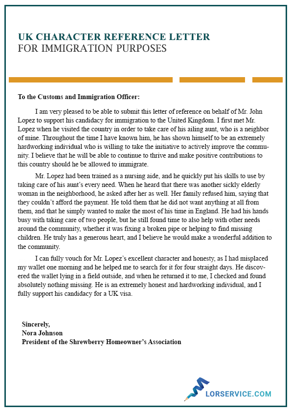 Immigration Letter Of Recommendation For Family Sample from www.lorservice.com