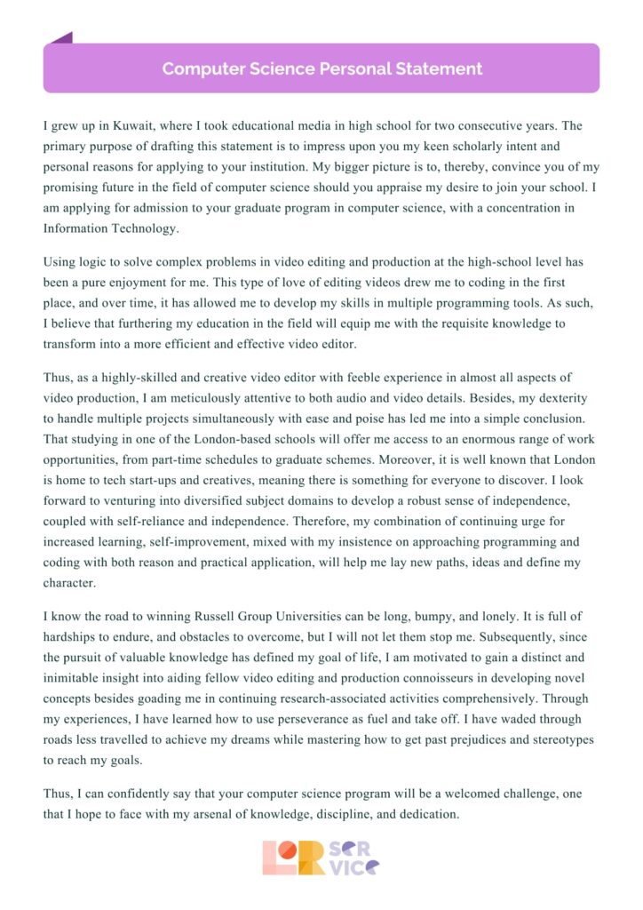 Get Computer Science Personal Statement From Top Writers